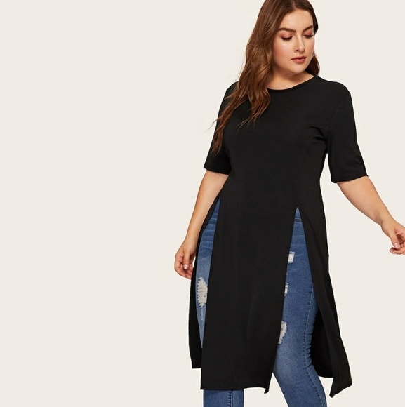 🆕PLUS Split Long line Tee - Picture 2 of 6